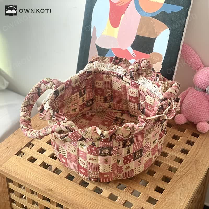 Cute Handmade Fabric Tabletop Storage Basket