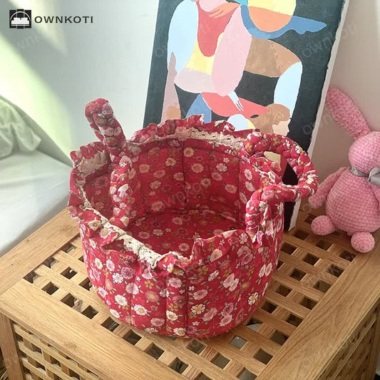 Cute Handmade Fabric Tabletop Storage Basket