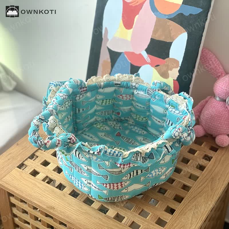 Cute Handmade Fabric Tabletop Storage Basket