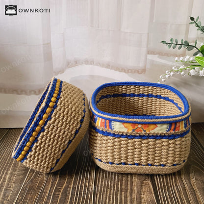 Exotic Style Handmade Tabletop Storage Basket