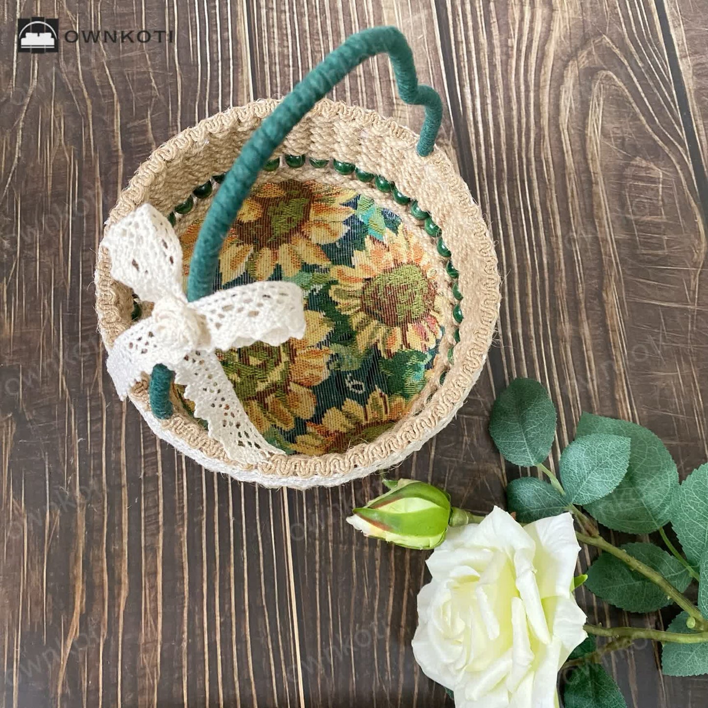 Sunflower Handmade Tabletop Storage Basket