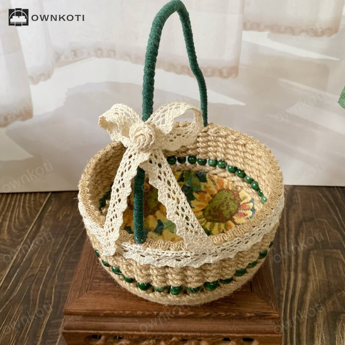 Sunflower Handmade Tabletop Storage Basket