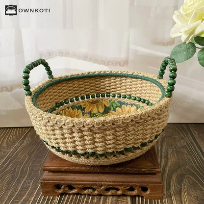 Sunflower Handmade Tabletop Storage Basket