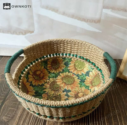 Sunflower Handmade Tabletop Storage Basket