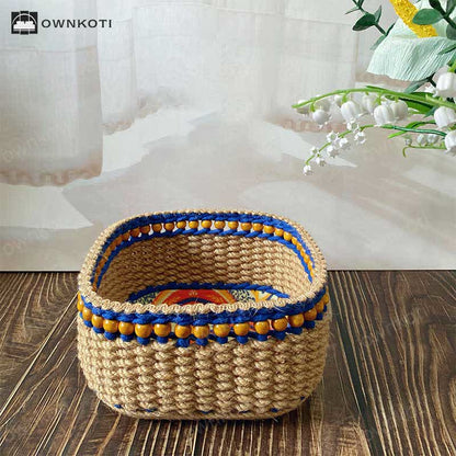 Exotic Style Handmade Tabletop Storage Basket