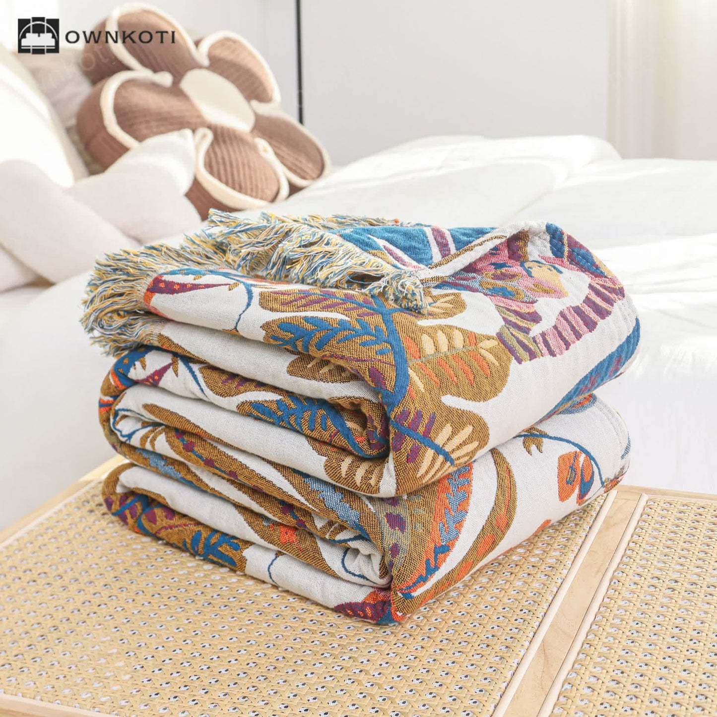 Retro Leaf Cotton Gauze Lightweight Quilt