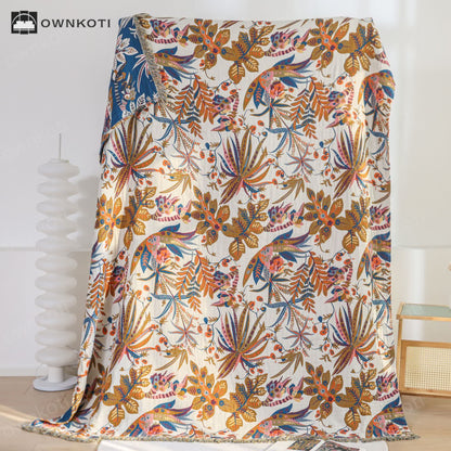 Retro Leaf Cotton Gauze Lightweight Quilt