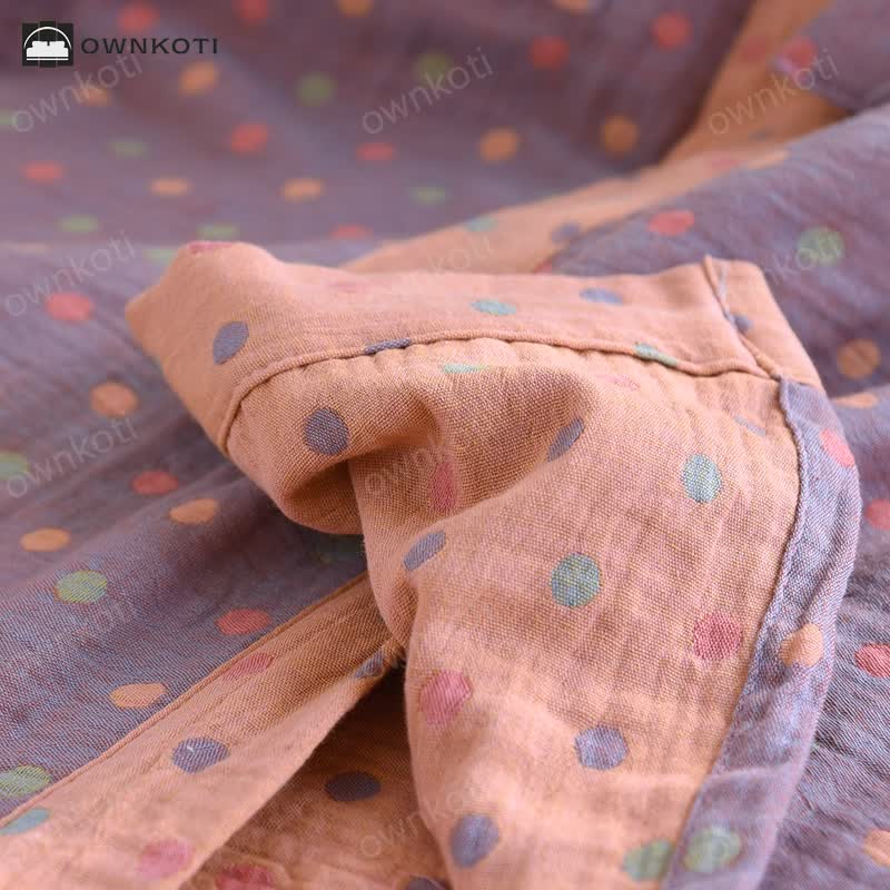 Colorful Dots Cotton Gauze Kimono Bathrobe