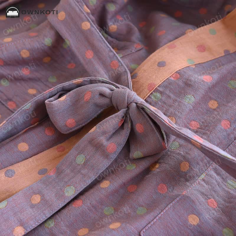 Colorful Dots Cotton Gauze Kimono Bathrobe