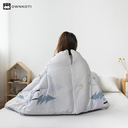 Functional Portable Pillow Quilt With Sleeves