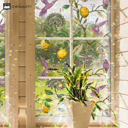 Floral Bird Static Window Privacy Film