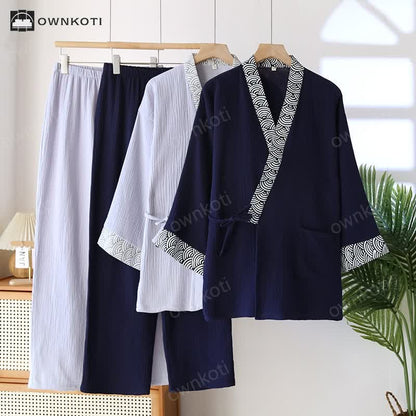 Neutral Kimono Cotton  Gauze Pajama Set