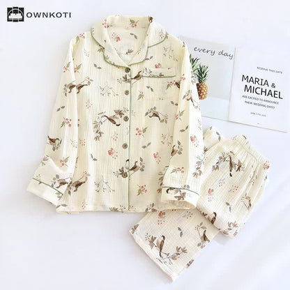 Rural Cotton Gauze Jacquard Pajama Set