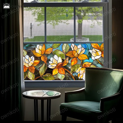 Floral Removable Static Glass Window Film