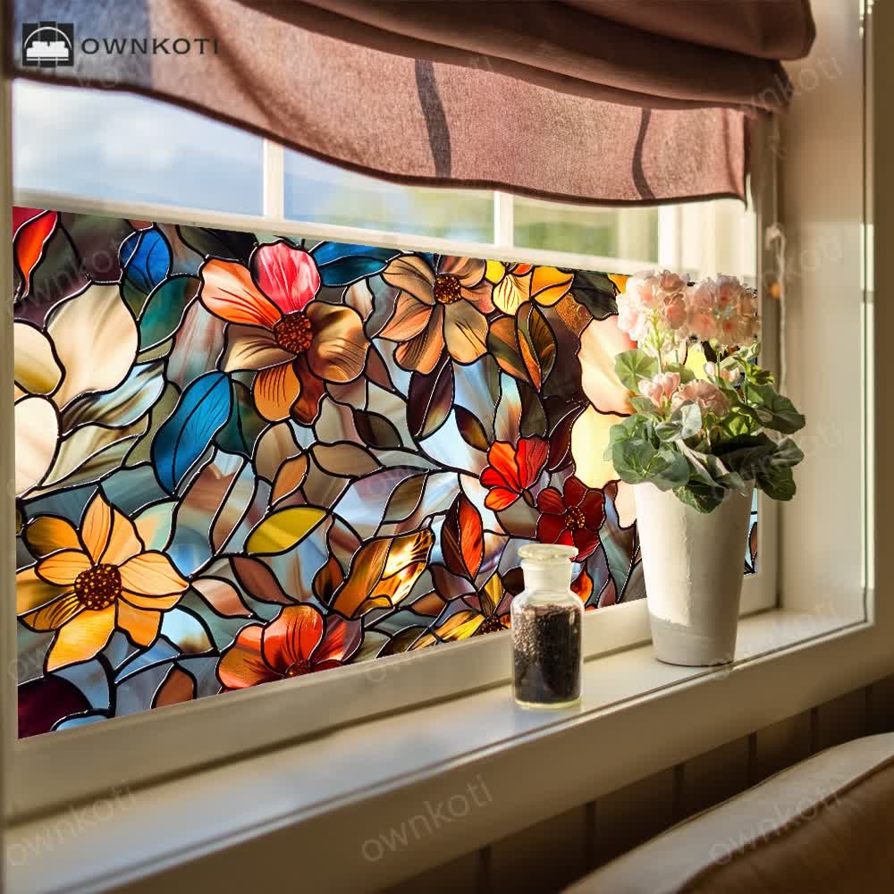 Floral Removable Static Glass Window Film