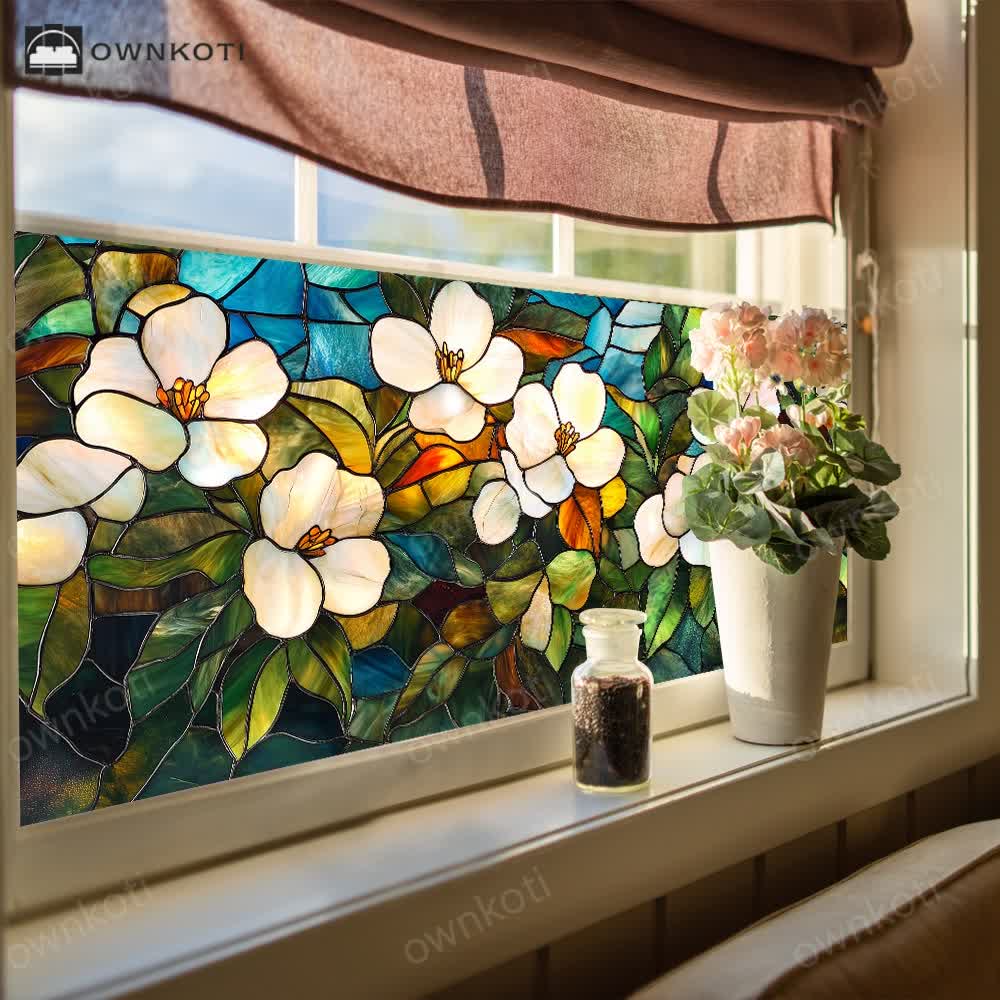 Floral Removable Static Glass Window Film