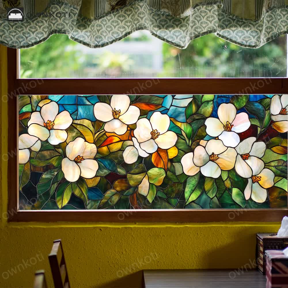 Floral Removable Static Glass Window Film