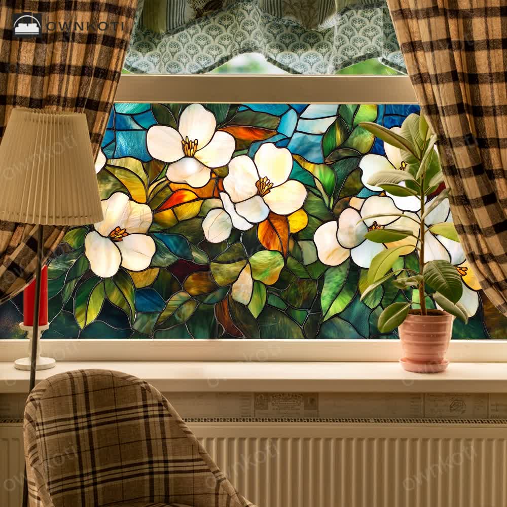 Floral Removable Static Glass Window Film