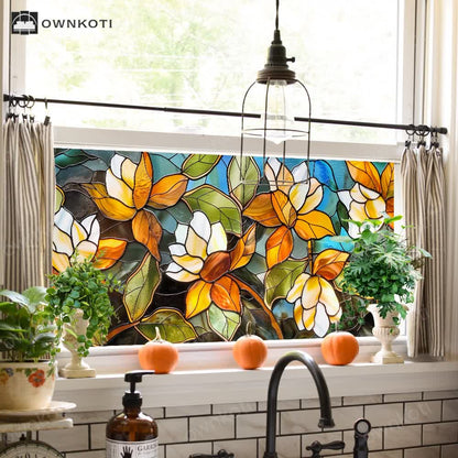 Floral Removable Static Glass Window Film