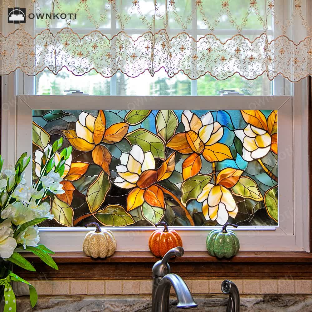 Floral Removable Static Glass Window Film