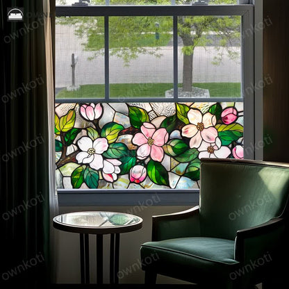 Floral Removable Non-Adhesive Glass Window Film