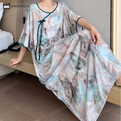 Plus Size Butterfly Breathable Long Nightgown