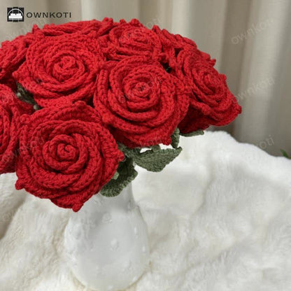 Hand-woven Bright Rose Bouquet Ornament