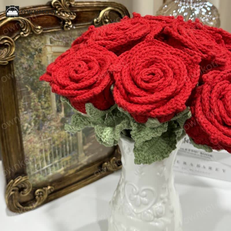 Hand-woven Bright Rose Bouquet Ornament