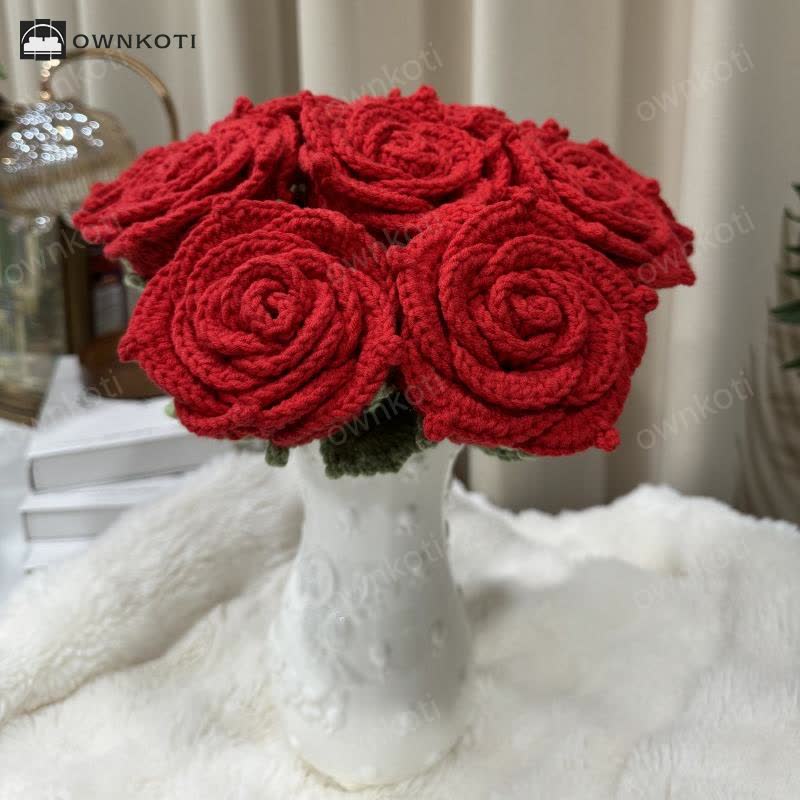 Hand-woven Bright Rose Bouquet Ornament