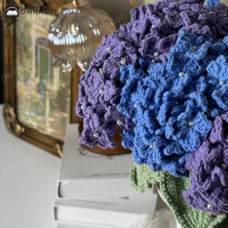 Crochet Hydrangea Bouquet Vase Set