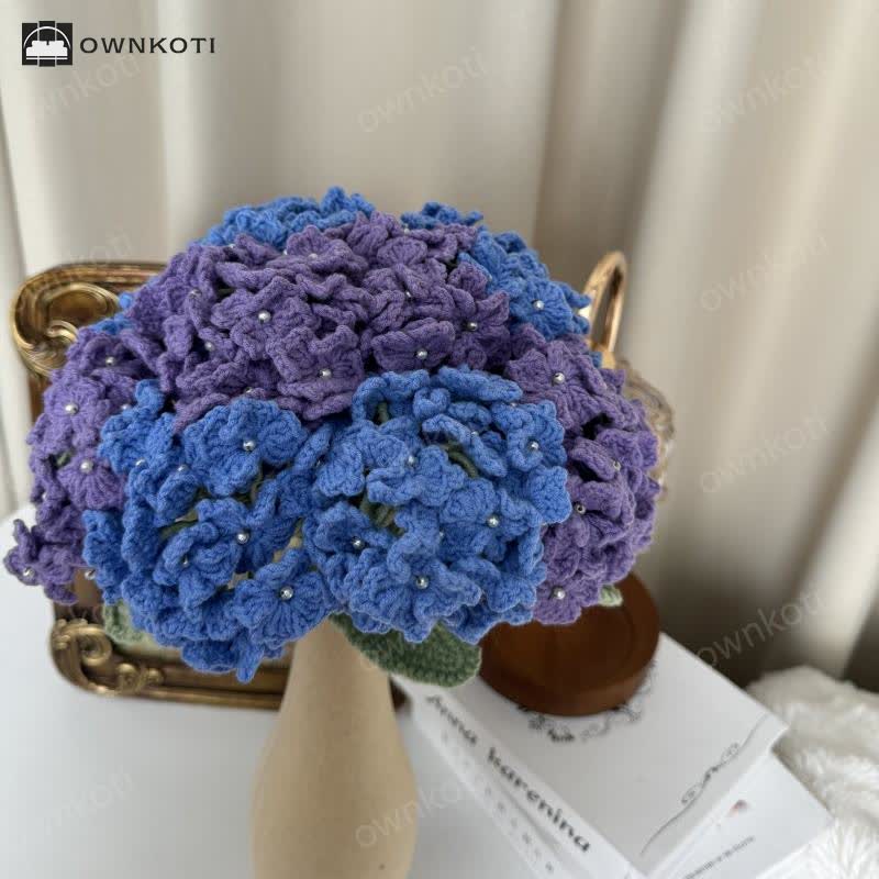 Crochet Hydrangea Bouquet Vase Set