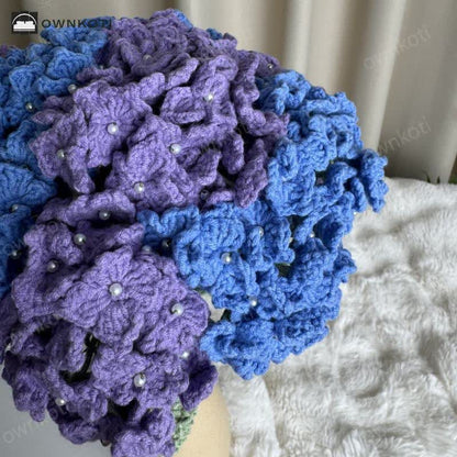 Crochet Hydrangea Bouquet Vase Set