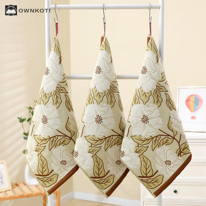 Cotton Gauze Jacquard Retro Floral Kitchen Towel