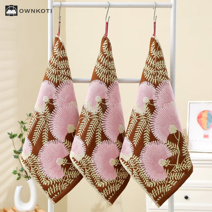 Cotton Gauze Jacquard Retro Floral Kitchen Towel