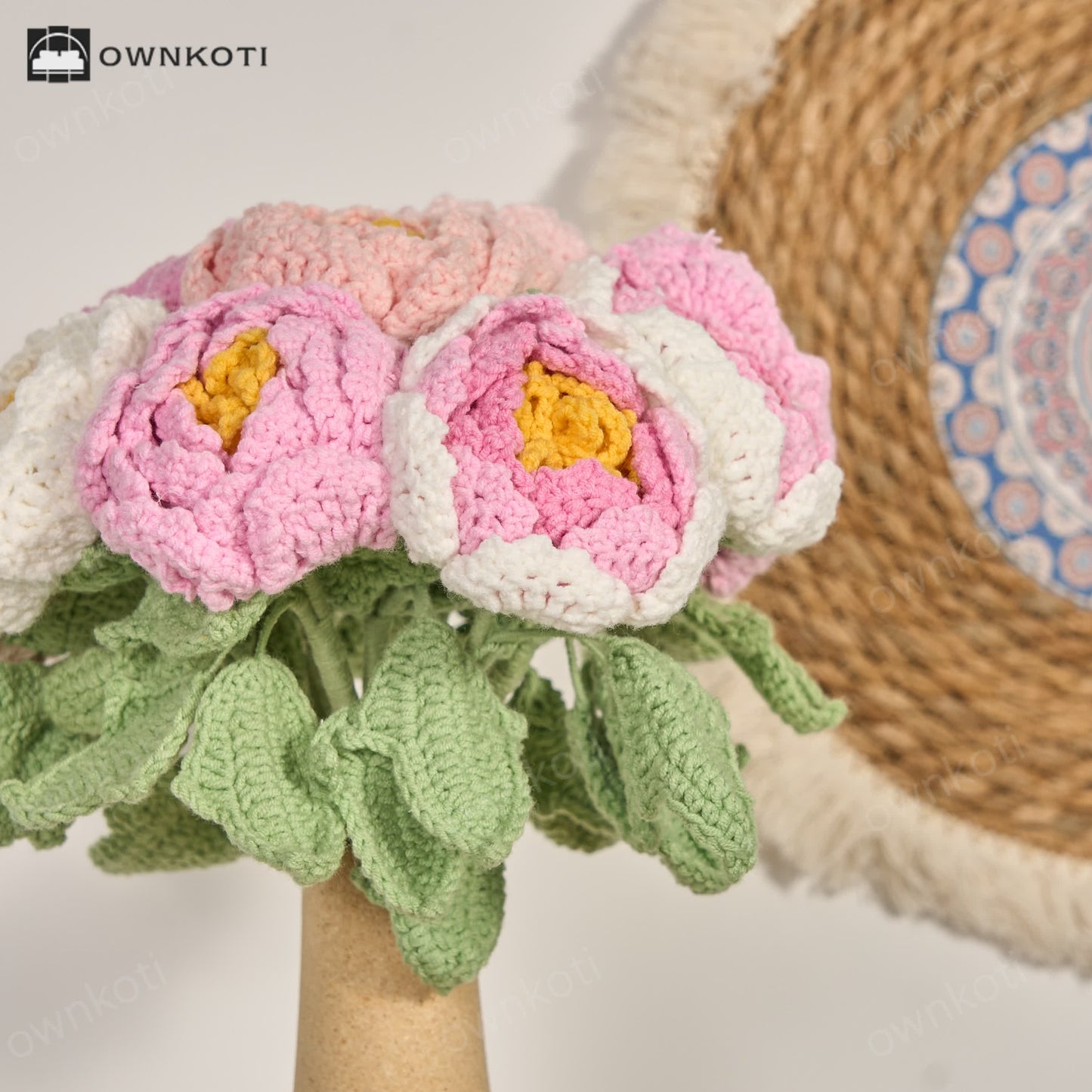 Handmade Crochet Peony Flowers Home Decor(12PCS)