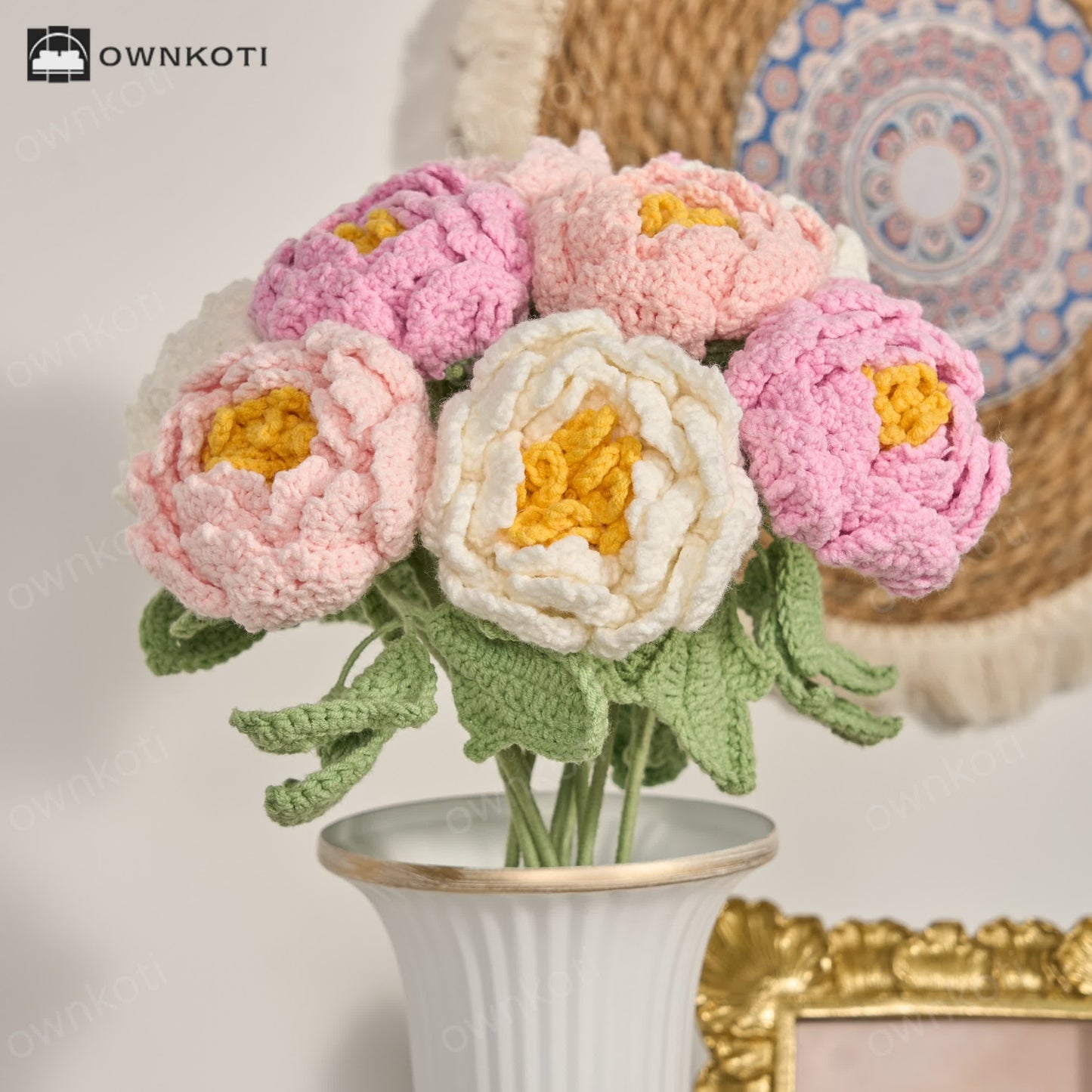 Handmade Crochet Peony Flowers Home Decor(12PCS)