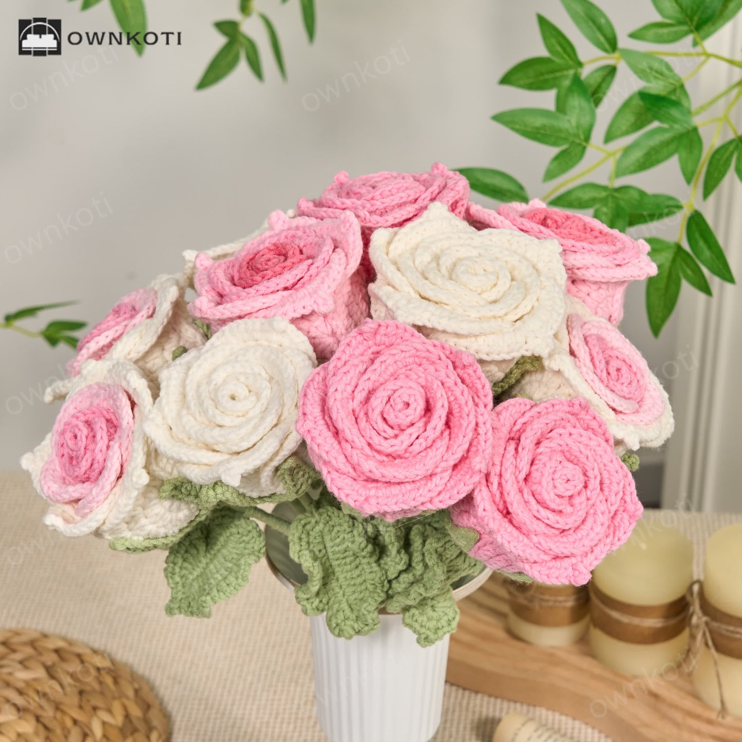 Handmade Crochet Rose Artificial Flowers(12PCS)