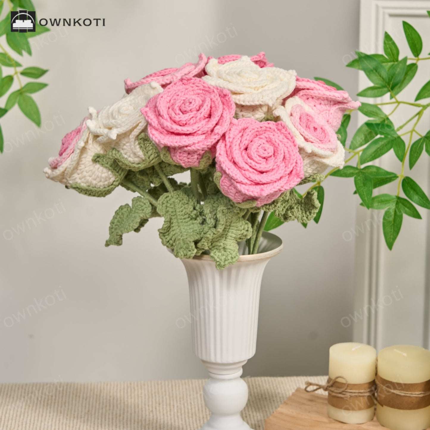 Handmade Crochet Rose Artificial Flowers(12PCS)