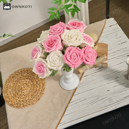 Handmade Crochet Rose Artificial Flowers(12PCS)