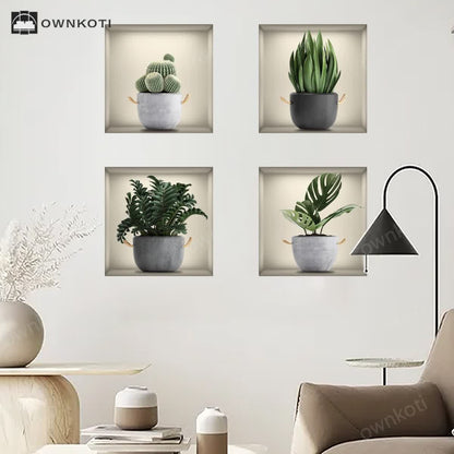 Self-Adhesive 3D Botanical Plants Wall Stickers