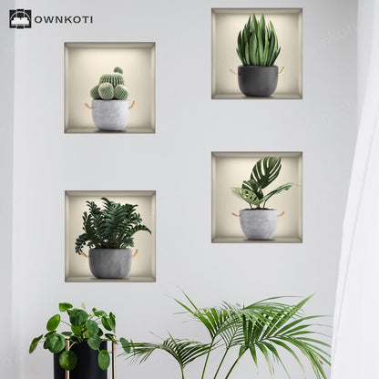 Self-Adhesive 3D Botanical Plants Wall Stickers