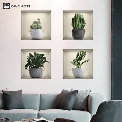 Self-Adhesive 3D Botanical Plants Wall Stickers