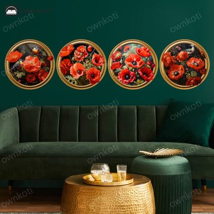 Self-Adhesive 3D Floral Round-shape Wall Stickers