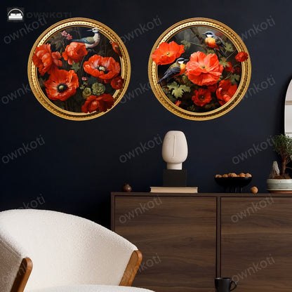 Self-Adhesive 3D Floral Round-shape Wall Stickers