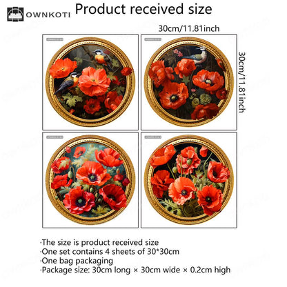 Self-Adhesive 3D Floral Round-shape Wall Stickers