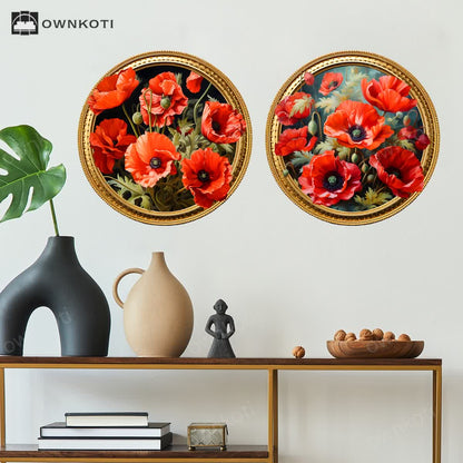 Self-Adhesive 3D Floral Round-shape Wall Stickers