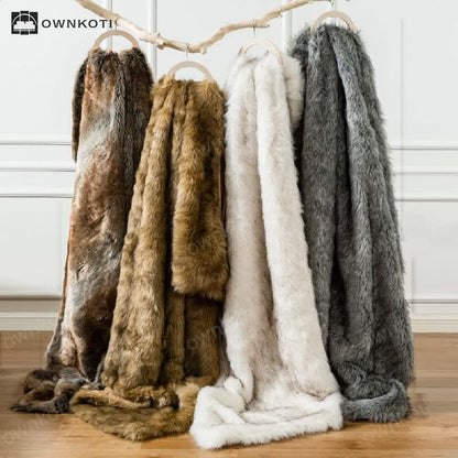 Winter Luxurious Faux Fur Throw Blanket