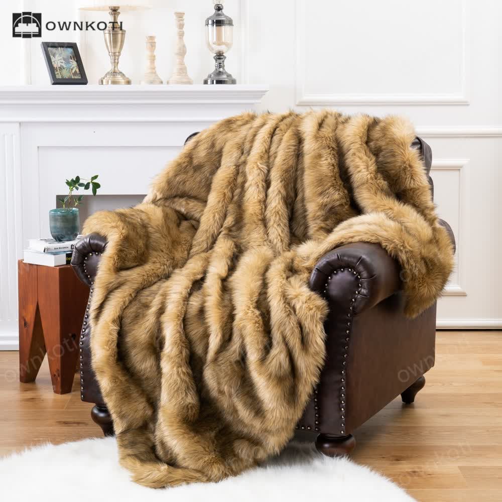 Winter Luxurious Faux Fur Throw Blanket