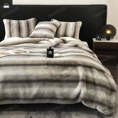 Gradient Striped Luxurious Throw Blanket