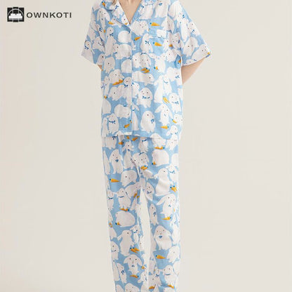 Cute Rabbit Cotton Gauze Nightwear Set